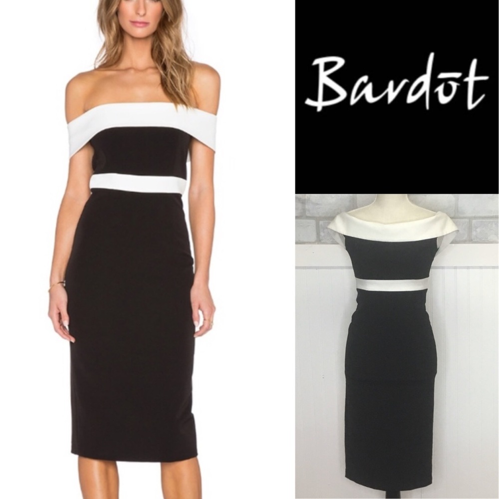 Bardot Black and White Off-Shoulder Dress - Picture 3 of 5